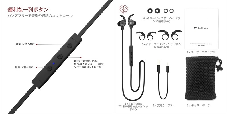 TaoTronics ( タオトロニクス ) ワイヤレスイヤホン「 TT-BH035 」