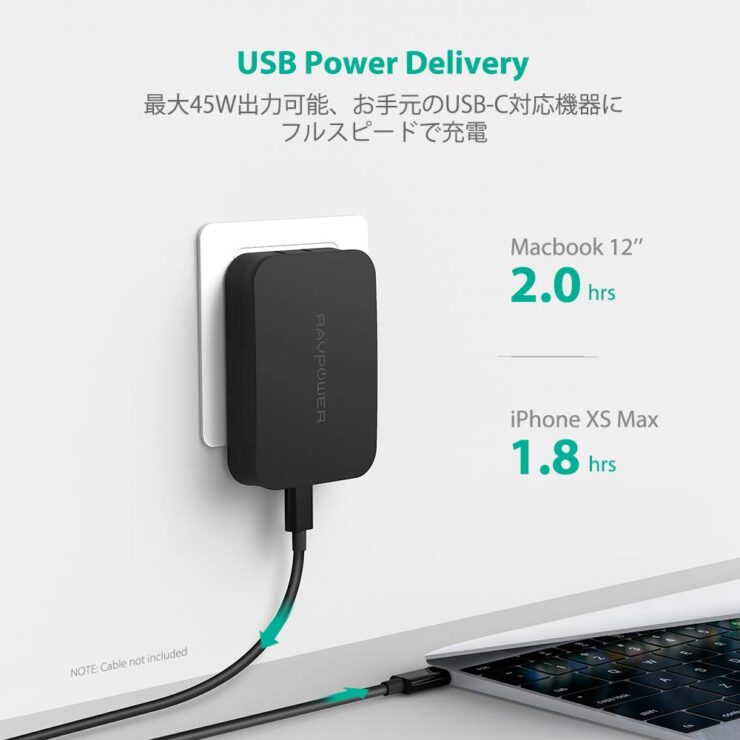 RAVPowerのUSB充電器RP-PC104は話題の急速充電規格USB Power Delivery 3.0に対応