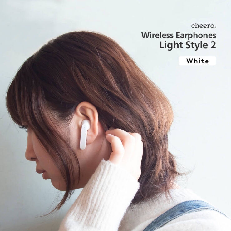 cheero Wireless Earphones Light Style2 ホワイト装着