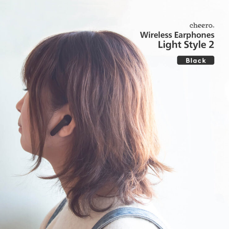 cheero Wireless Earphones Light Style2 ブラック装着