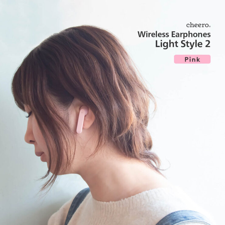 cheero Wireless Earphones Light Style2 ピンク装着